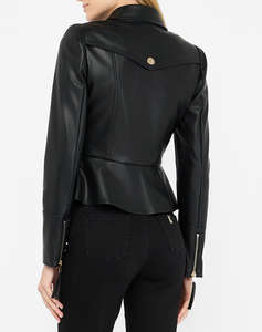 LIU JO BLACK_CF5C25_GIACCA SLIM FIT GEACA DE DAMA DIN PIELE