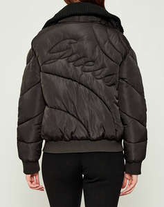 GUESS DORA DETACHABLE KNIT-COLLAR PU GEACA DE DAMA