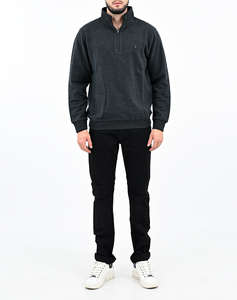 THE BOSTONIANS BLUZA FLEECE DIN BUMBAC HALF ZIP REGULAR FIT
