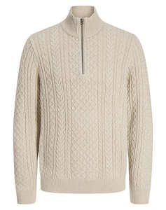 JACK&JONES JPRBLUSEAN KNIT CABLE HALF ZIP SN