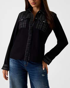 GUESS SANDRA MIX TWEED SHIRT CAMASA DE DAMA