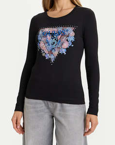 GUESS LS CN PEONY TRIANGLE TEE BLUZA DE DAMA