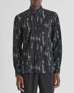 ANTONY MORATO MMSL00614FA430650 MIN OF 6 SHIRT BARCELONA REGULAR STRAIGHT FIT IN PRINTED COTTON VISCOSE BLEND FABRIC WITH LOGOED METAL BADGE BLUZA DE BARBATI