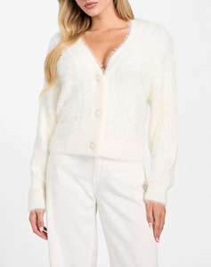 GUESS LS VN KINAKO FUZZY CARDIGAN PULOVER DE DAMA