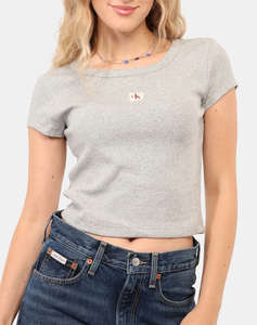 CALVIN KLEIN JEANS A- WOVEN LABEL 2X2 RIB BABY TEE