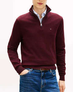 TOMMY HILFIGER PIMA ORG CTN CASHMERE ZIP MOCK