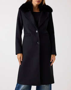 GUESS KAROLE FUR COLLAR COAT WOMEN