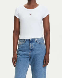 CALVIN KLEIN JEANS A- WOVEN LABEL 2X2 RIB BABY TEE